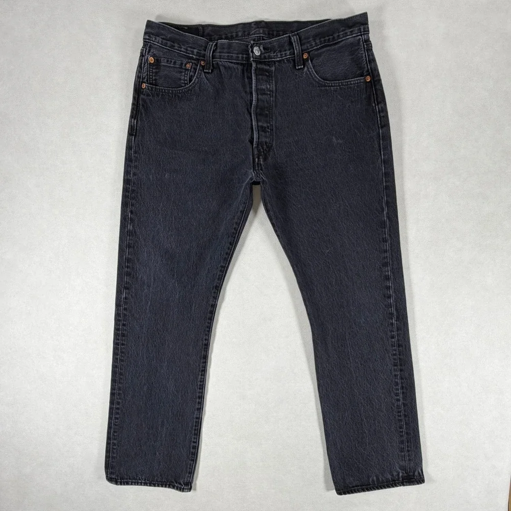 Levis 501 Original Fit Mens 36x30 Jeans Charcoal Black Straight Leg
